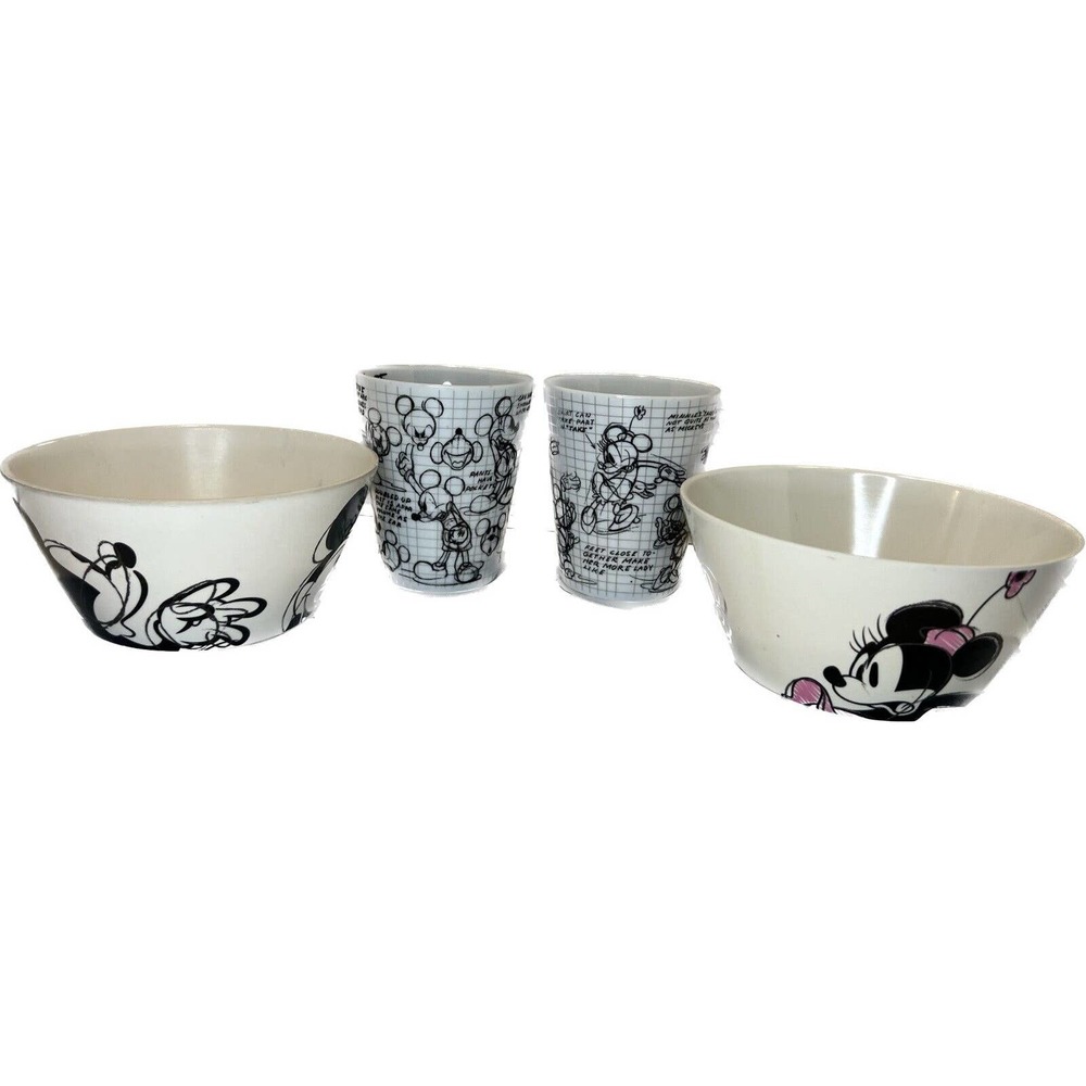 ZAK! Designs Mickey Mouse Cereal Bowl Melamine + Disney Sketch Book Mugs Minnie